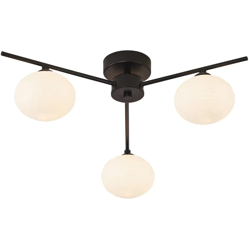 3 Branch Ceiling Light Fitting - Black