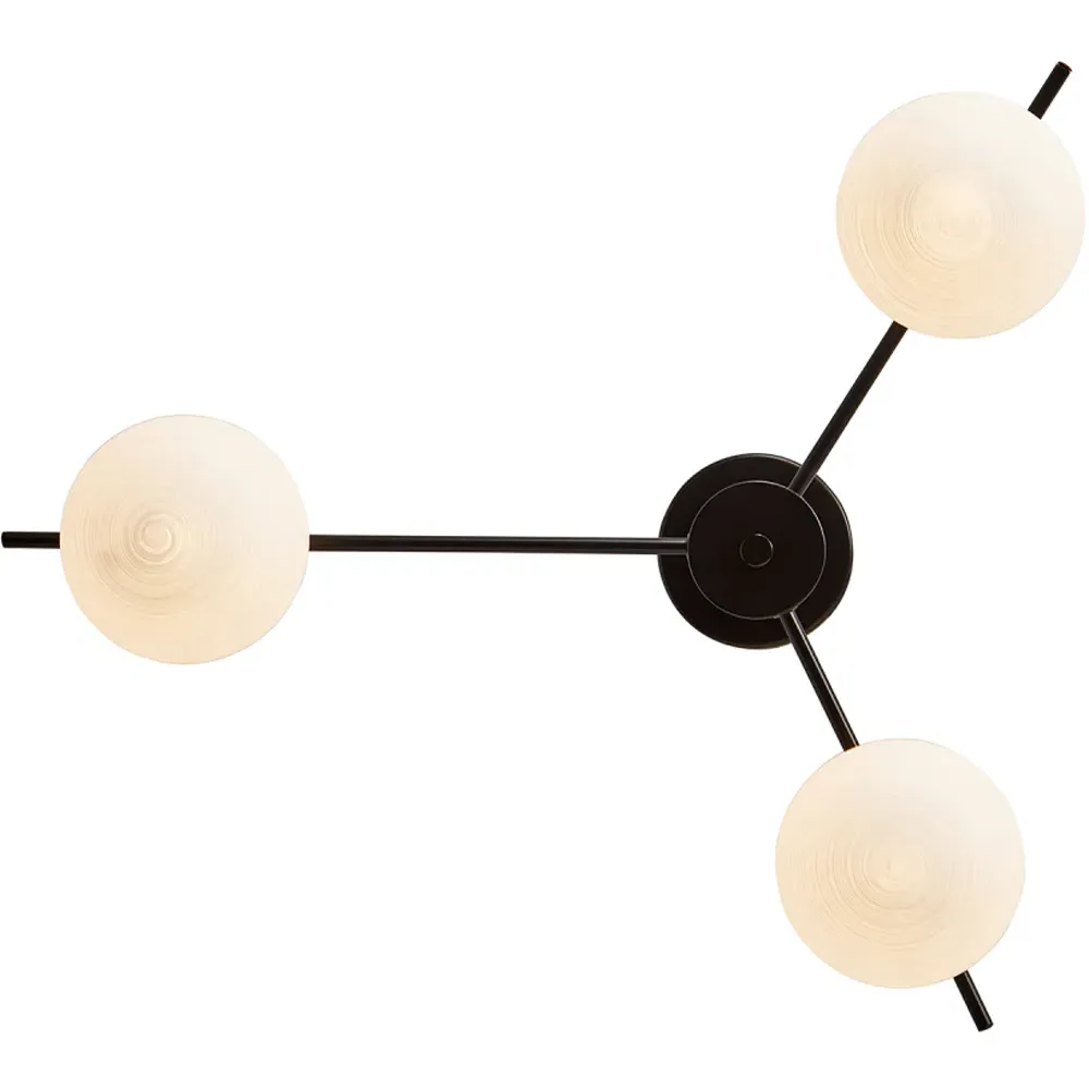 3 Branch Ceiling Light Fitting - Black