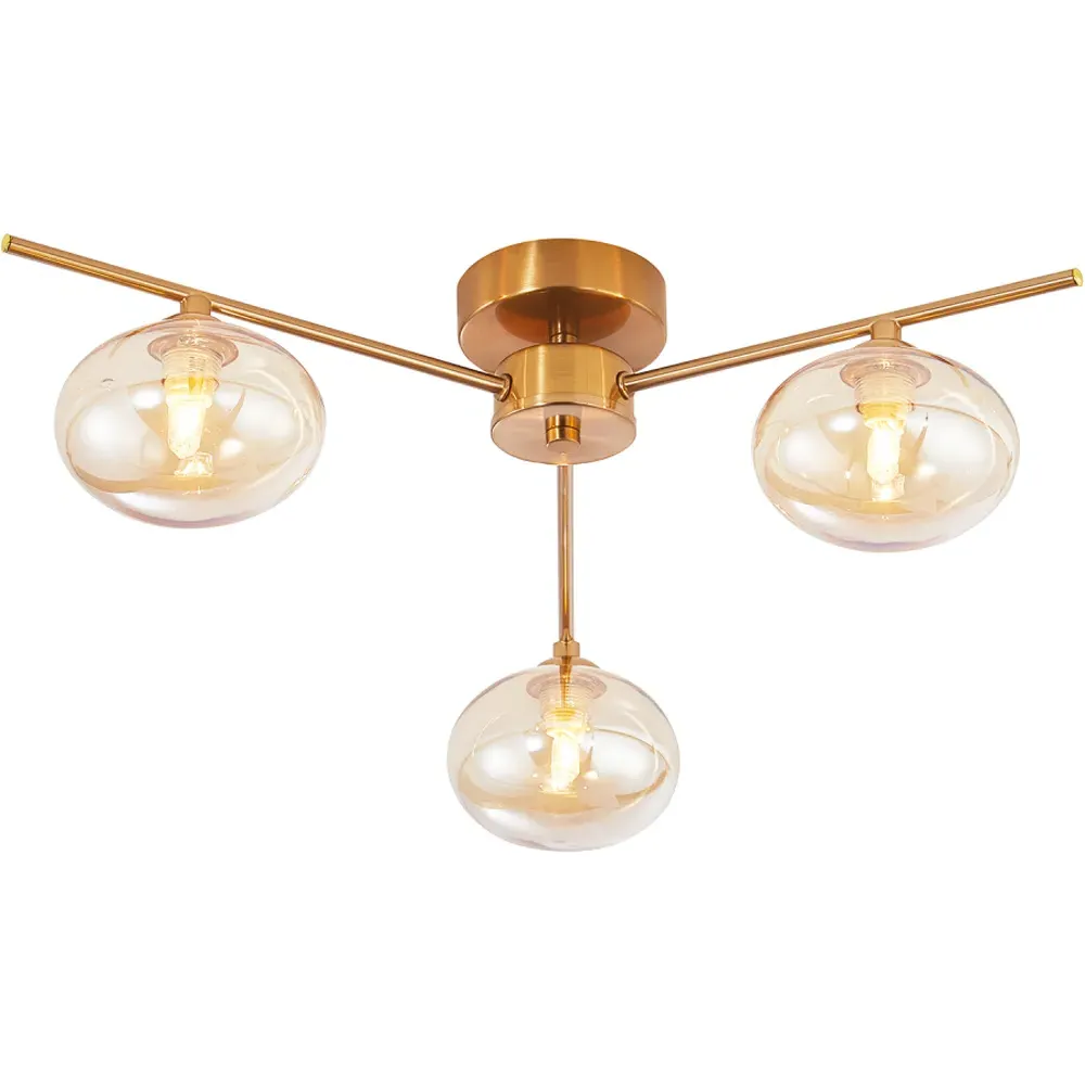 3 Branch Ceiling Light Fitting - Gold
