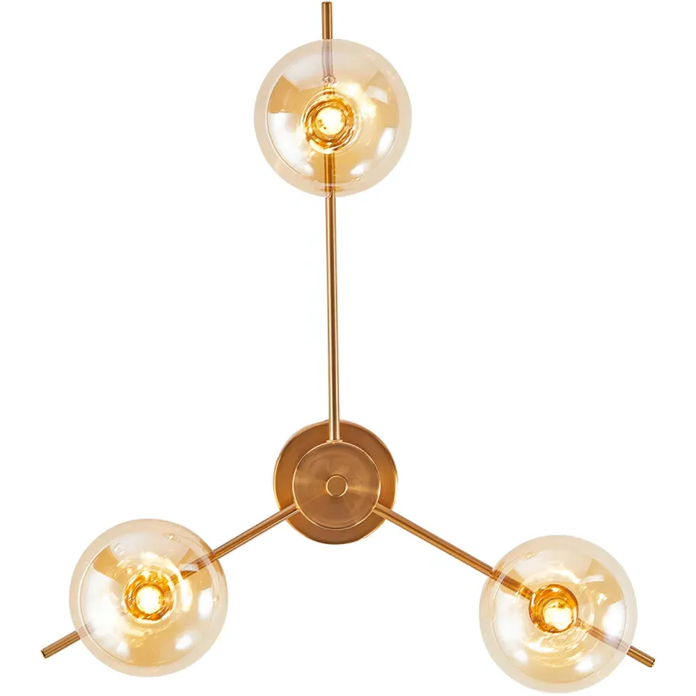 3 Branch Ceiling Light Fitting - Gold