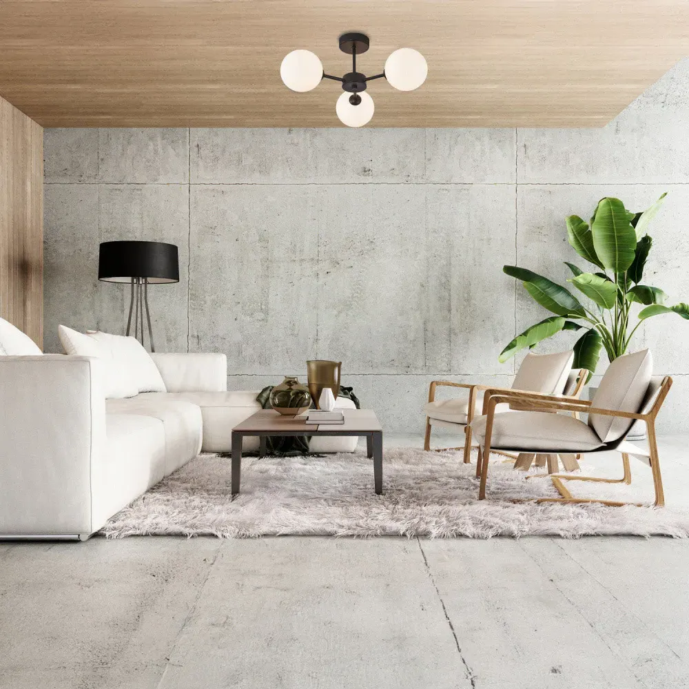 3-Light Ceiling Light with Globe Shade - Black, Glass