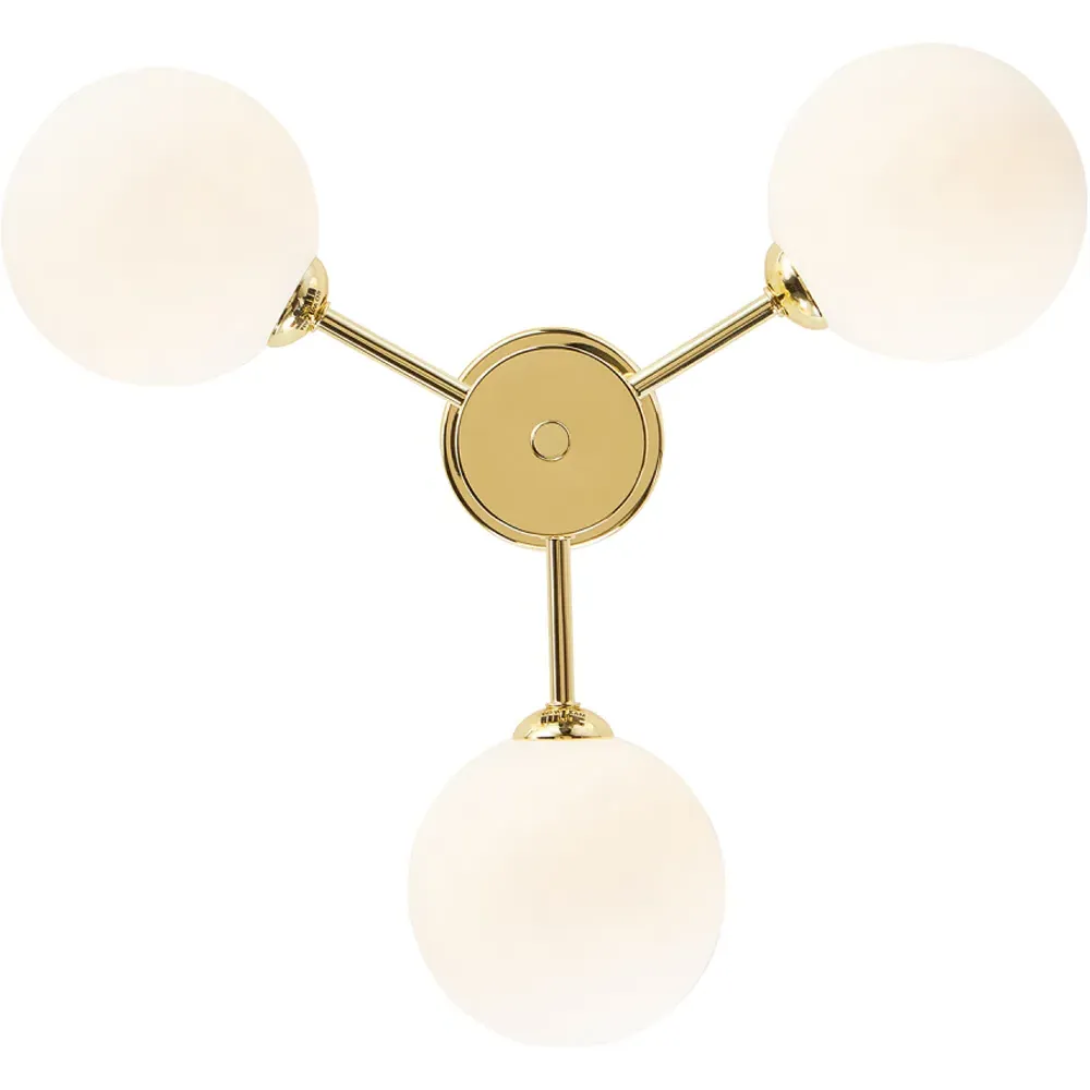 3-Light Ceiling Light with Globe Shade - Gold, Glass
