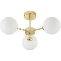 3-Light Ceiling Light with Globe Shade - Gold, Glass