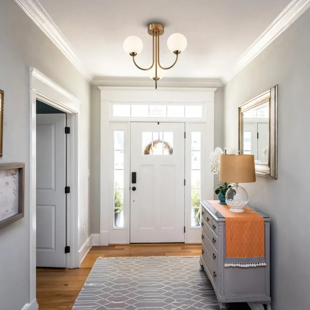 3-Light Ceiling Light with Globe Shade - Gold, Glass