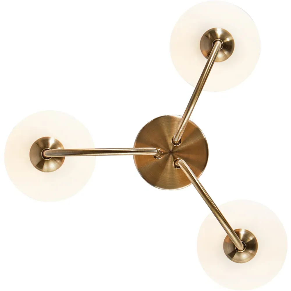 3-Light Ceiling Light with Globe Shade - Gold, Glass