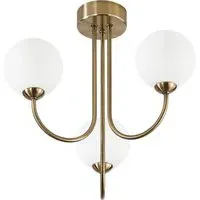 3-Light Ceiling Light with Globe Shade - Gold, Glass