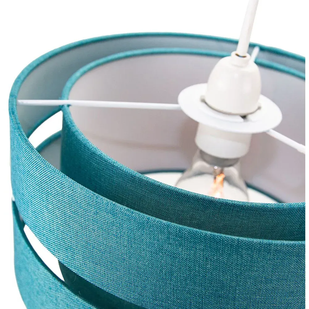 3 Tier Pendant Shade - Teal, Linen