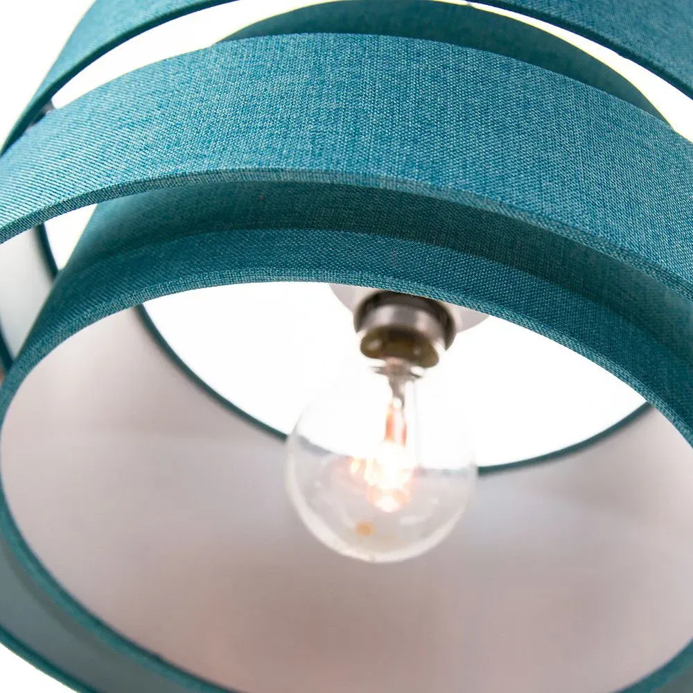 3 Tier Pendant Shade - Teal, Linen