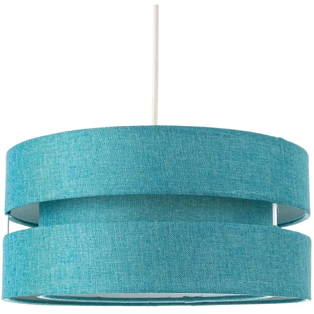 3 Tier Pendant Shade - Teal, Linen