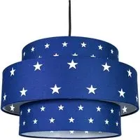3 Tier Pendant Shade with Stars - Blue, Cotton