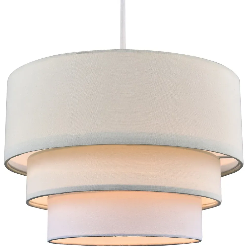 3 Tier Round Pendant Shade - Cream, Cotton