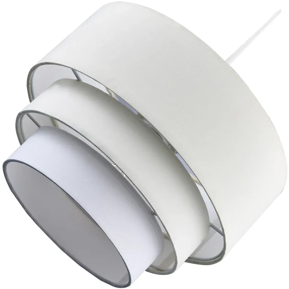 3 Tier Round Pendant Shade - Cream, Cotton