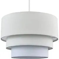 3 Tier Round Pendant Shade - Cream, Cotton