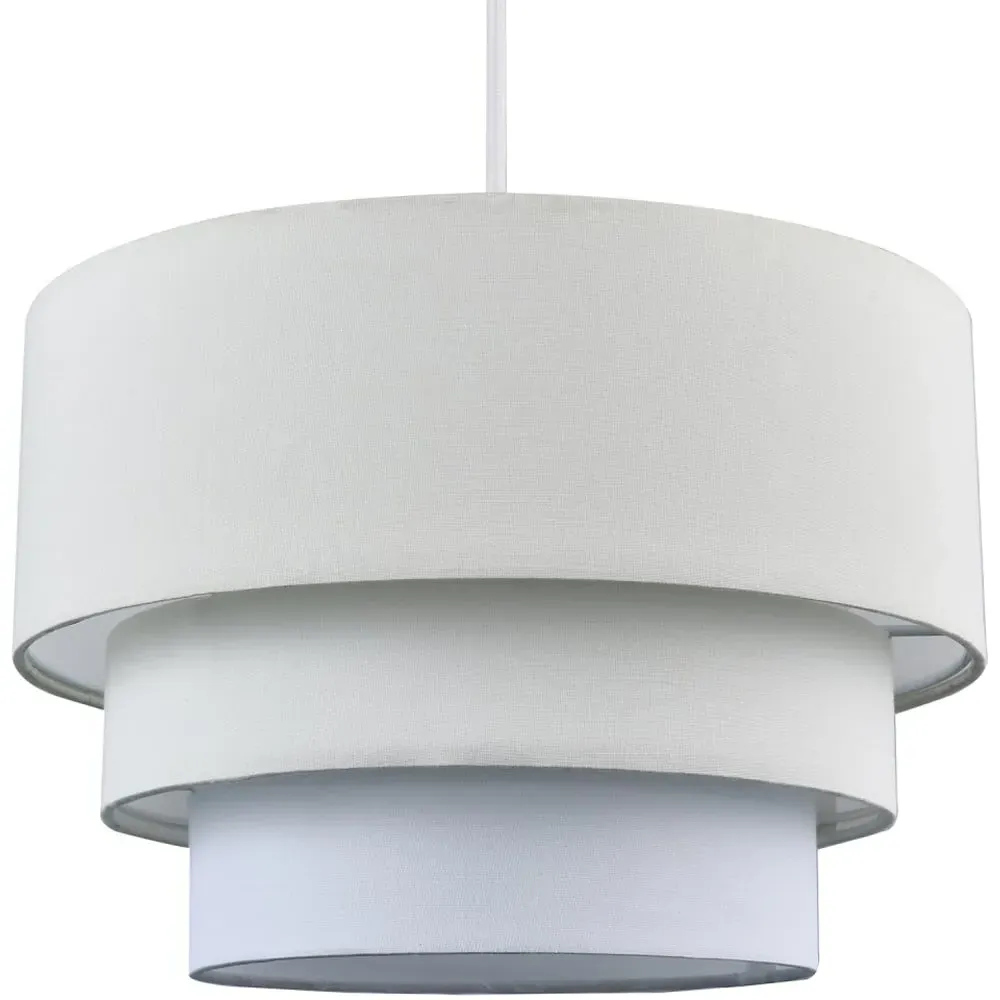 3 Tier Round Pendant Shade - Cream, Cotton