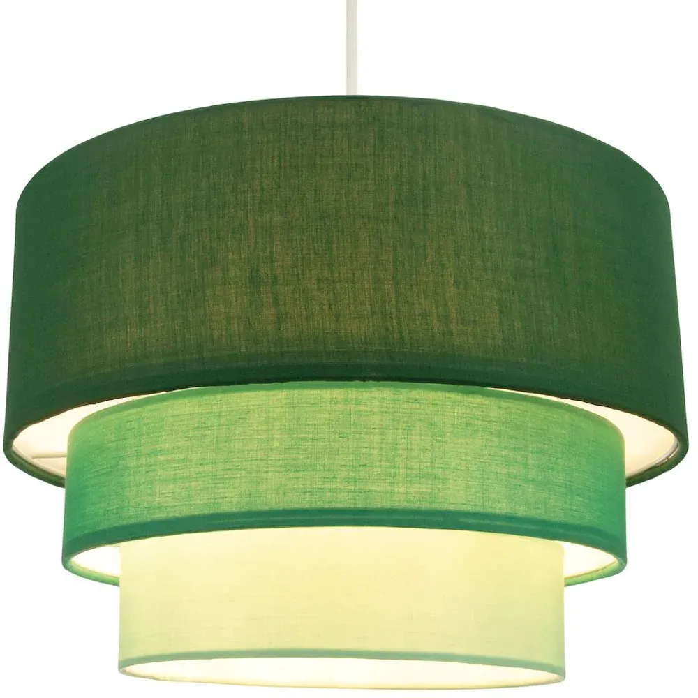 3 Tier Round Pendant Shade - Green, Cotton