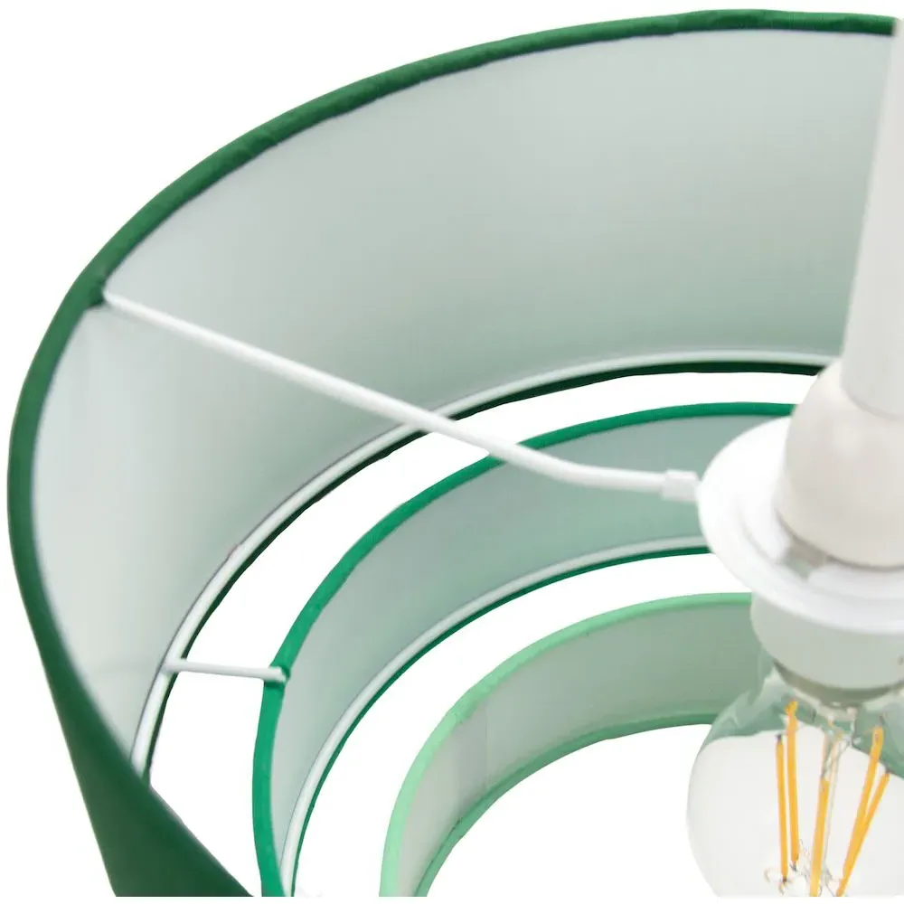 3 Tier Round Pendant Shade - Green, Cotton