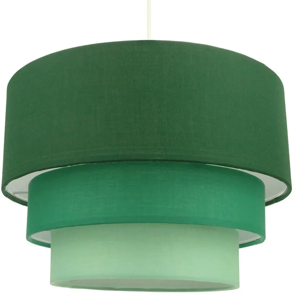 3 Tier Round Pendant Shade - Green, Cotton