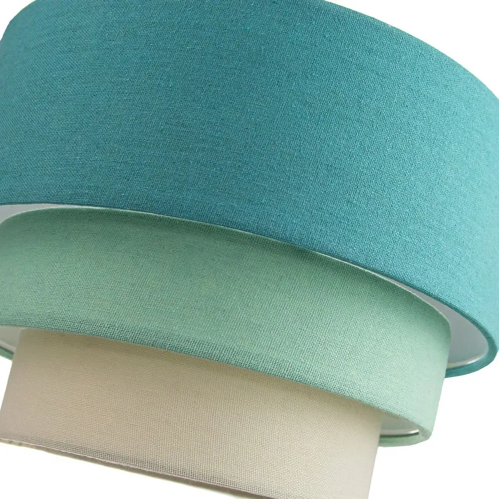 3 Tier Round Pendant Shade - Green, Linen