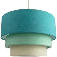 3 Tier Round Pendant Shade - Green, Linen