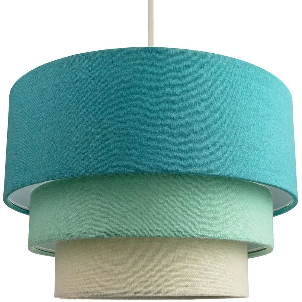 3 Tier Round Pendant Shade - Green, Linen