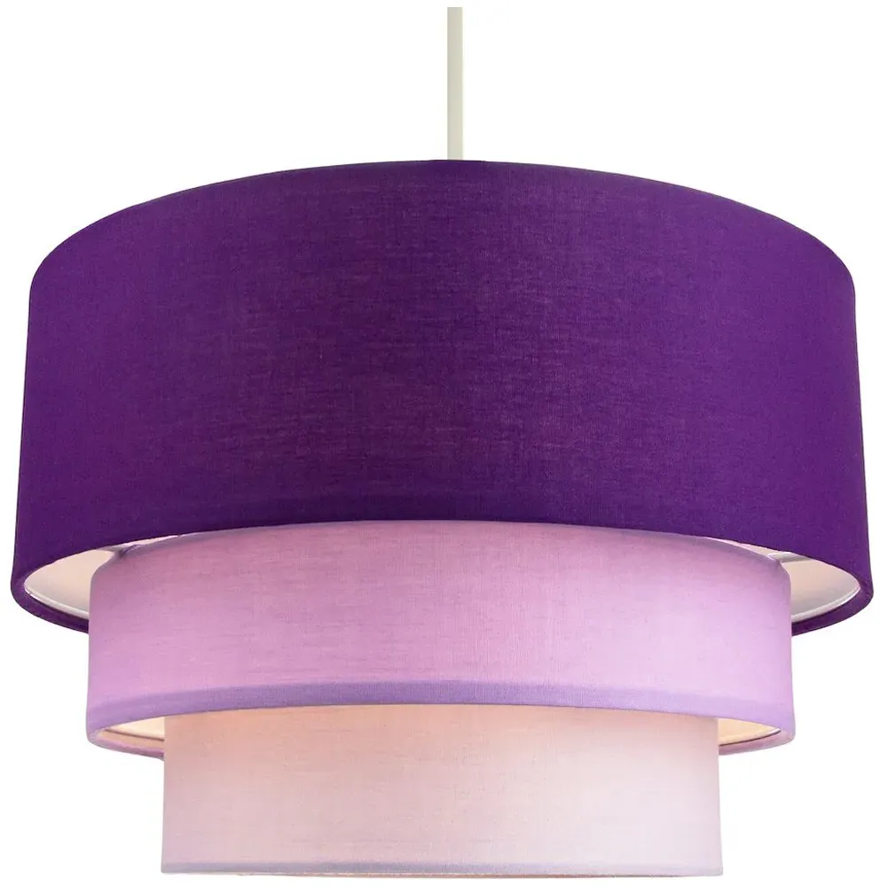 3 Tier Round Pendant Shade - Purple, Cotton