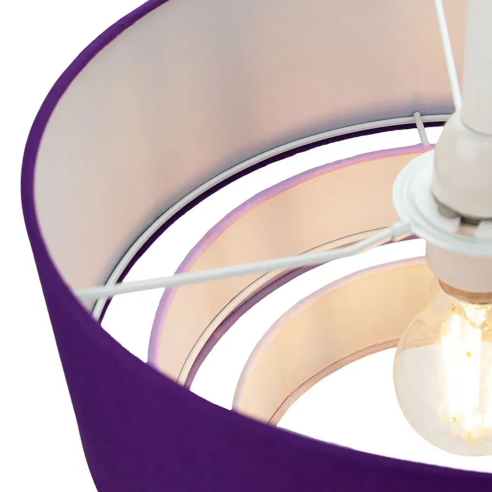 3 Tier Round Pendant Shade - Purple, Cotton
