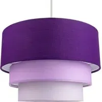 3 Tier Round Pendant Shade - Purple, Cotton