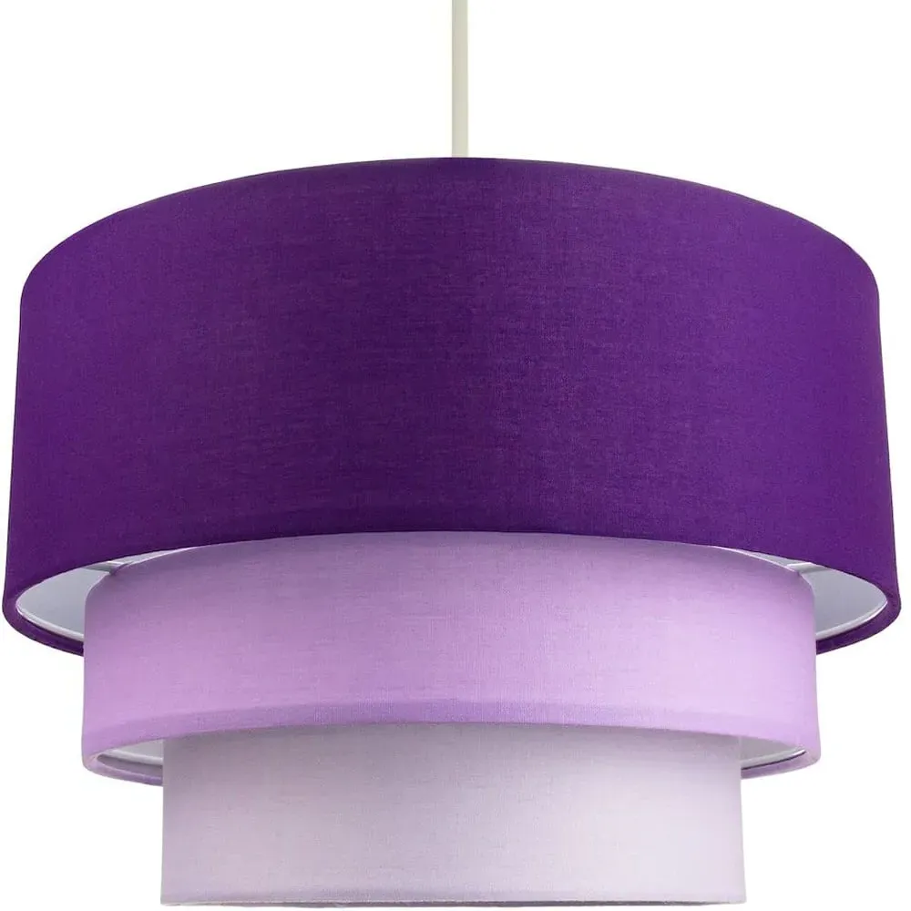 3 Tier Round Pendant Shade - Purple, Cotton