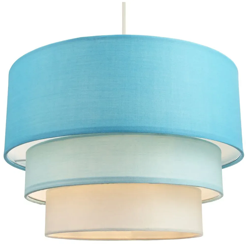 3 Tier Round Pendant Shade - Teal, Cotton