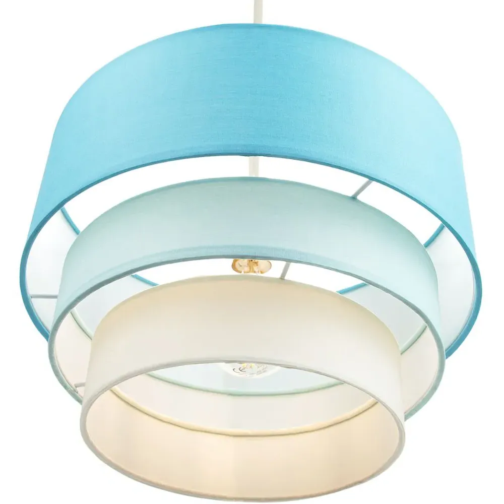 3 Tier Round Pendant Shade - Teal, Cotton