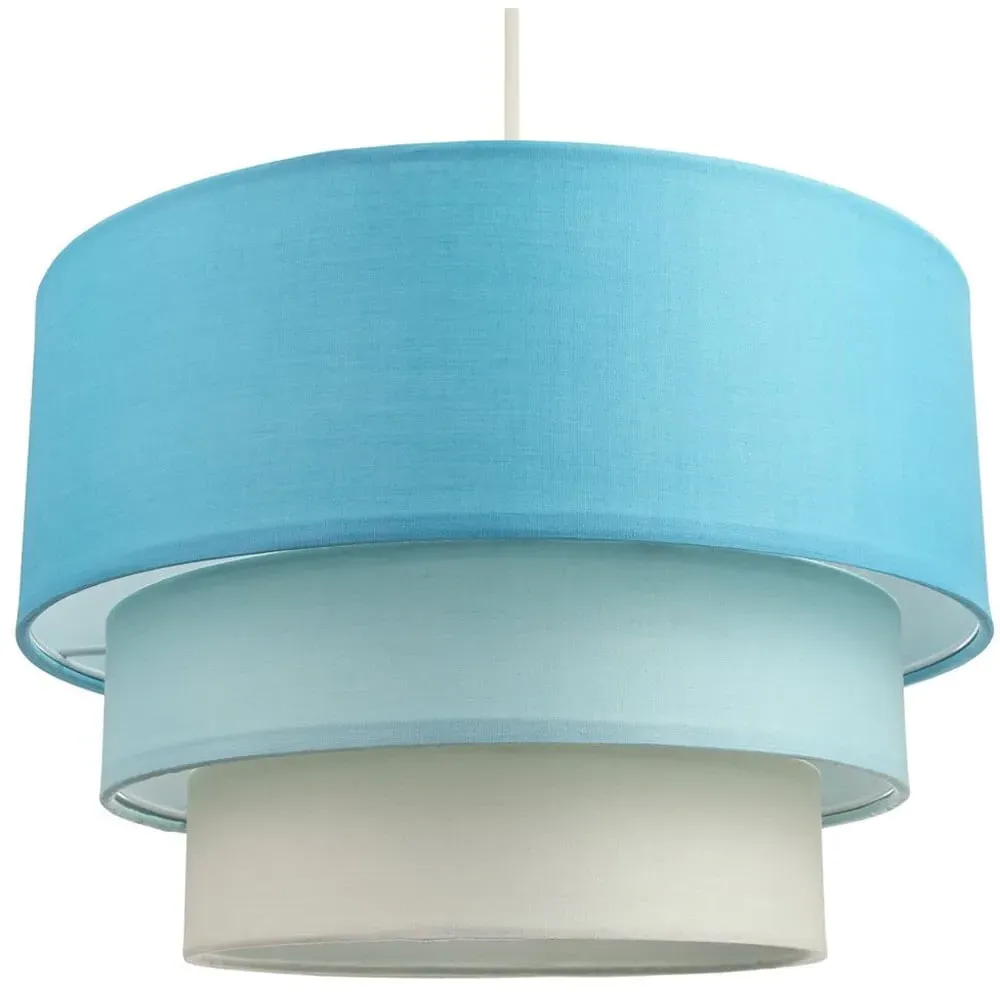 3 Tier Round Pendant Shade - Teal, Cotton