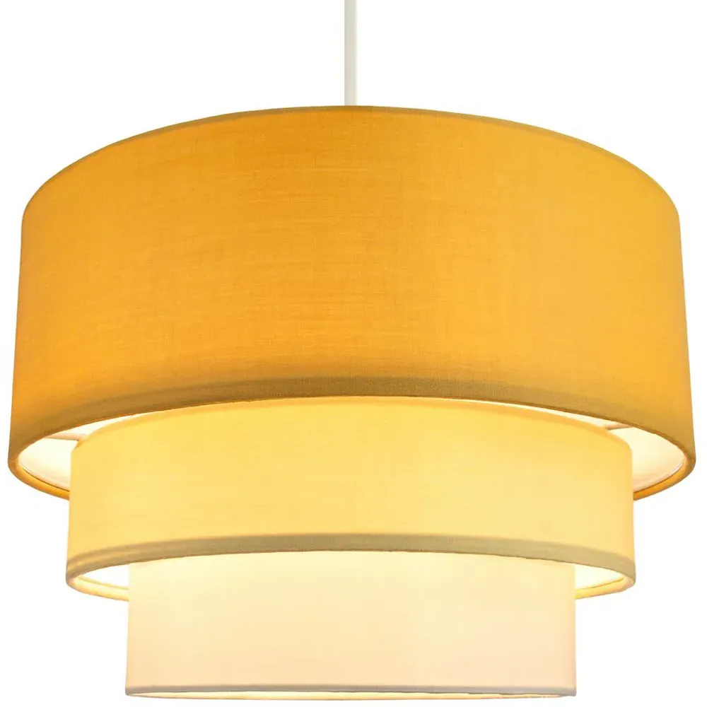 3 Tier Round Pendant Shade - Yellow, Cotton