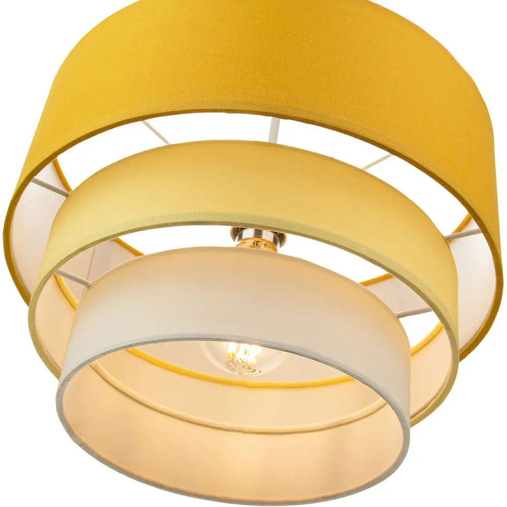 3 Tier Round Pendant Shade - Yellow, Cotton