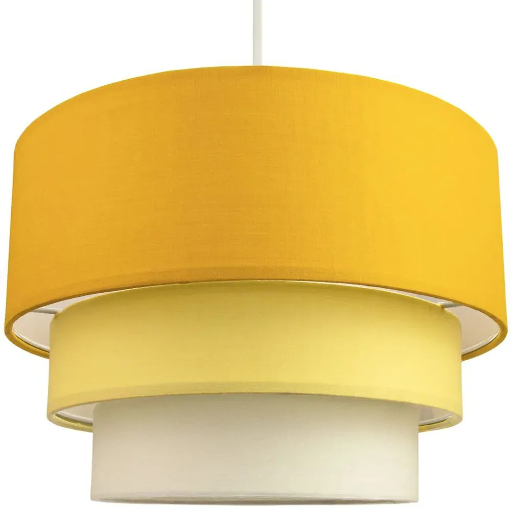 3 Tier Round Pendant Shade - Yellow, Cotton image