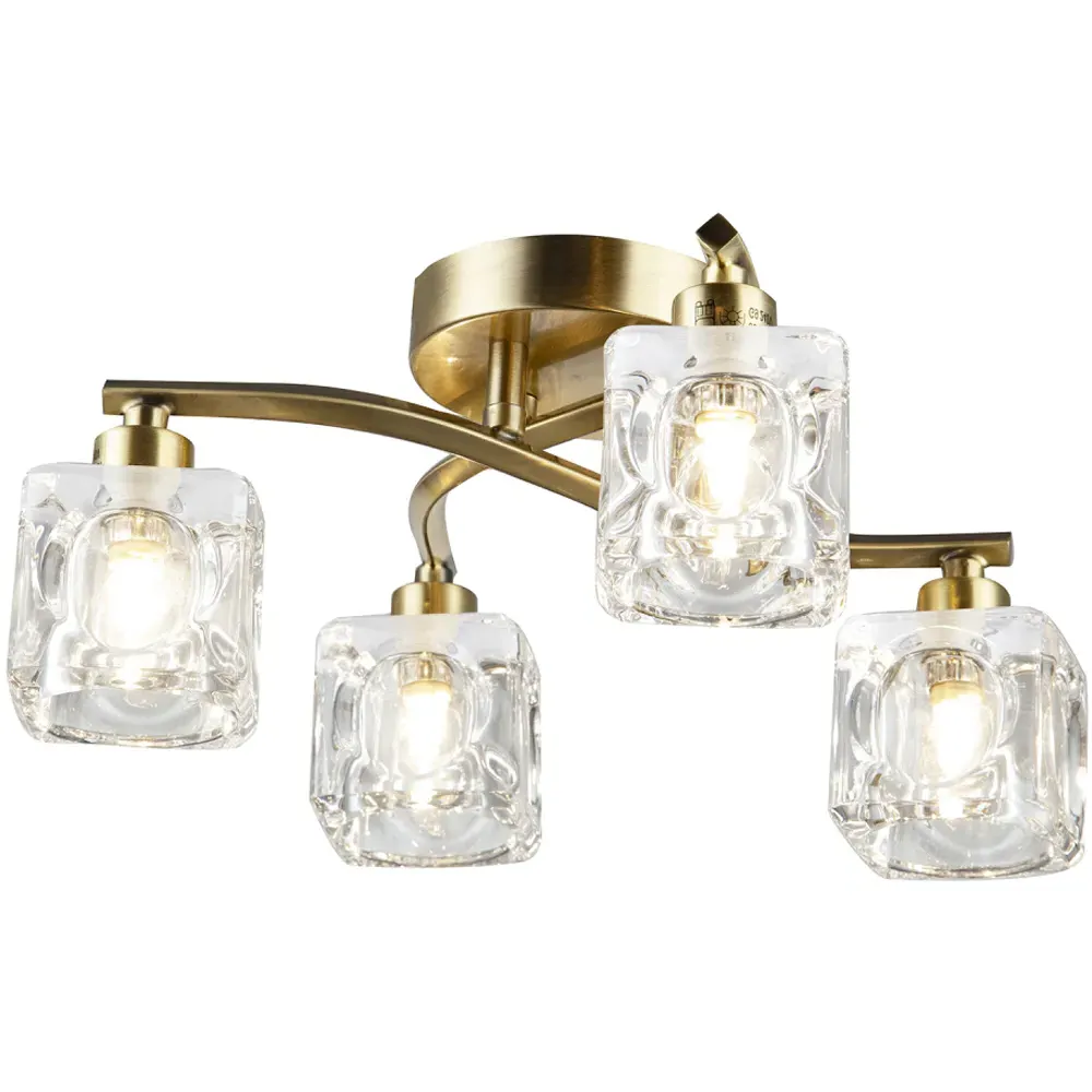 4 Bulb Ceiling Light - Antique Brass