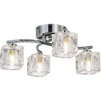 4 Bulb Square Ceiling Light - Chrome, Glass