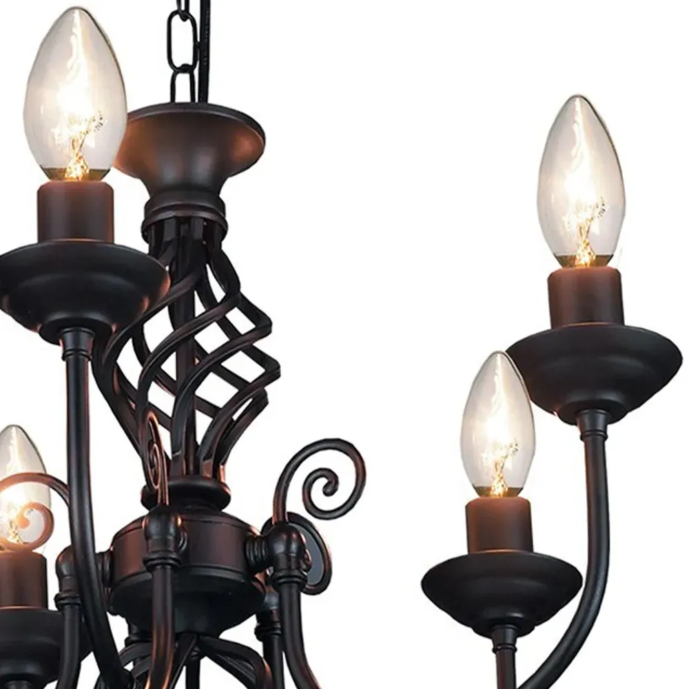5 Light Twist Knot Pendant Light - Black