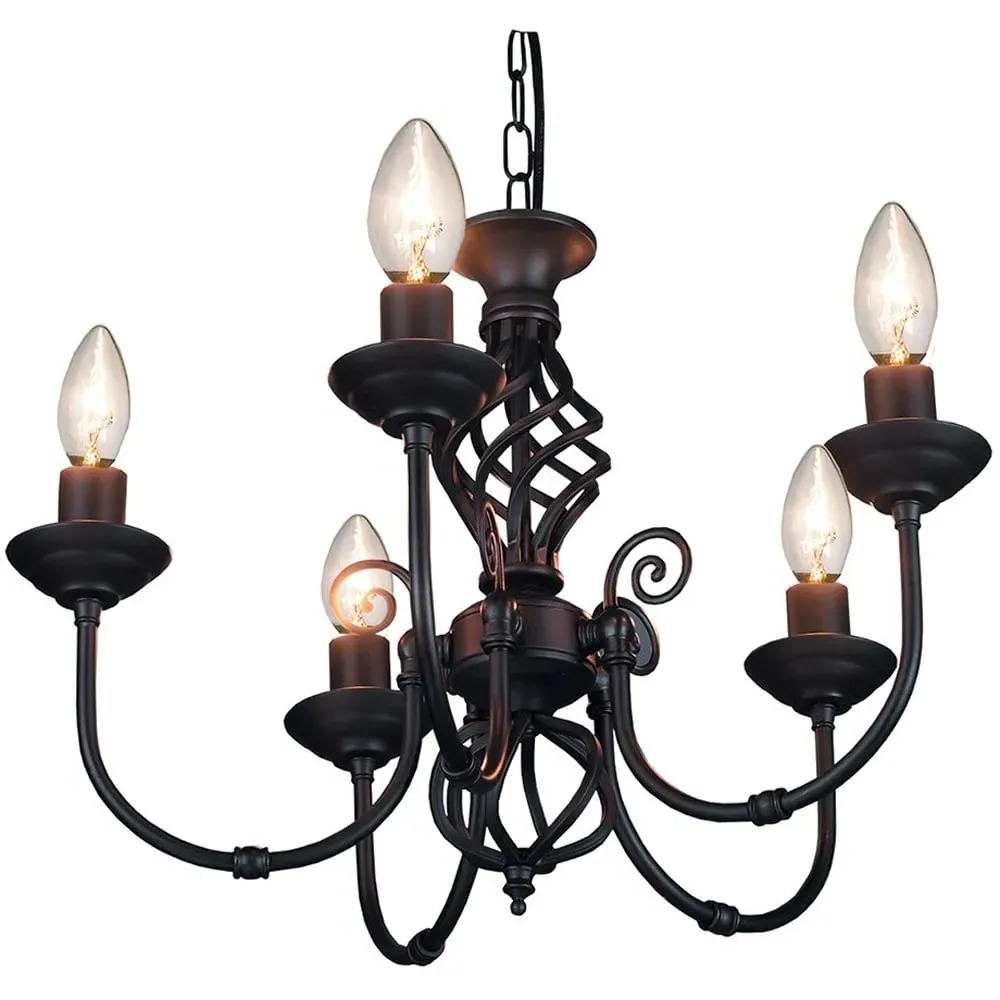 5 Light Twist Knot Pendant Light - Black image