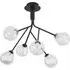 6 Arm Matte Black Ceiling Light with Glass Shade - Black