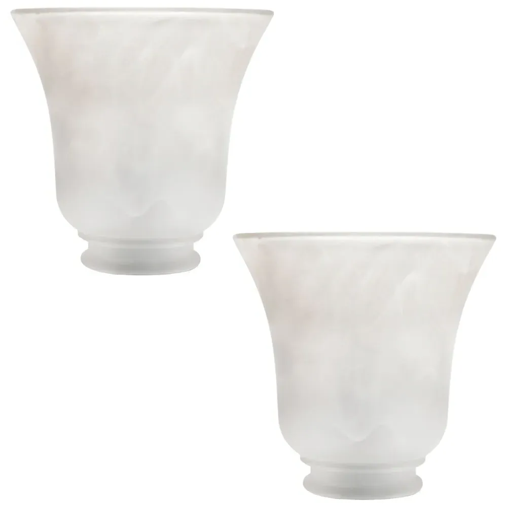 Alabaster Glass Shade with Curving Body 2 Pack - White