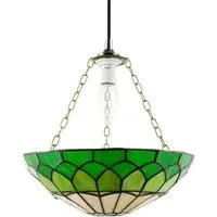 Amber and Green Stained Glass Domed Pendant Lamp Shade