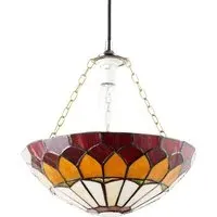 Amber and Red Stained Glass Domed Pendant Lamp Shade