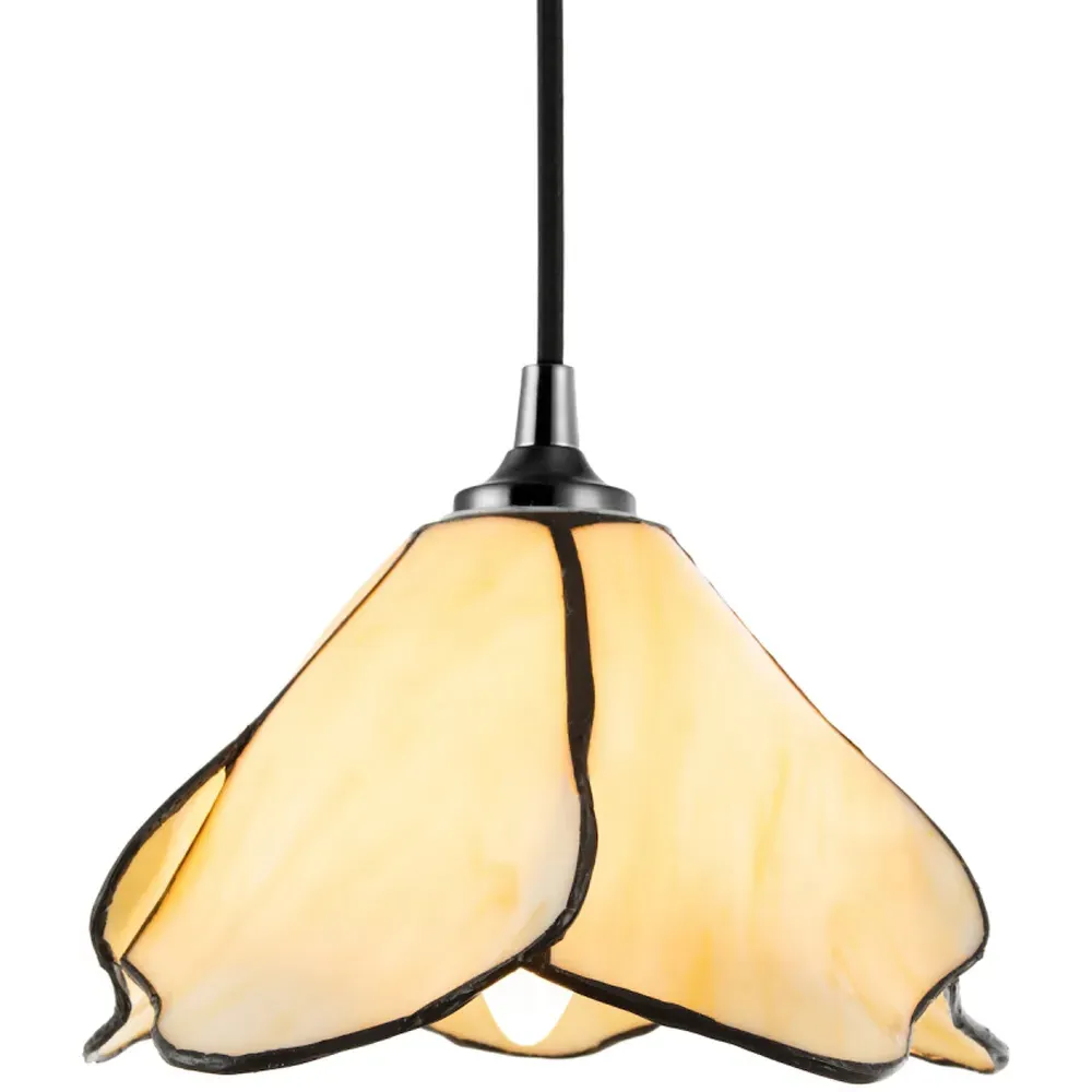 Amber Floral Petal Pendant Light Shade - Cream