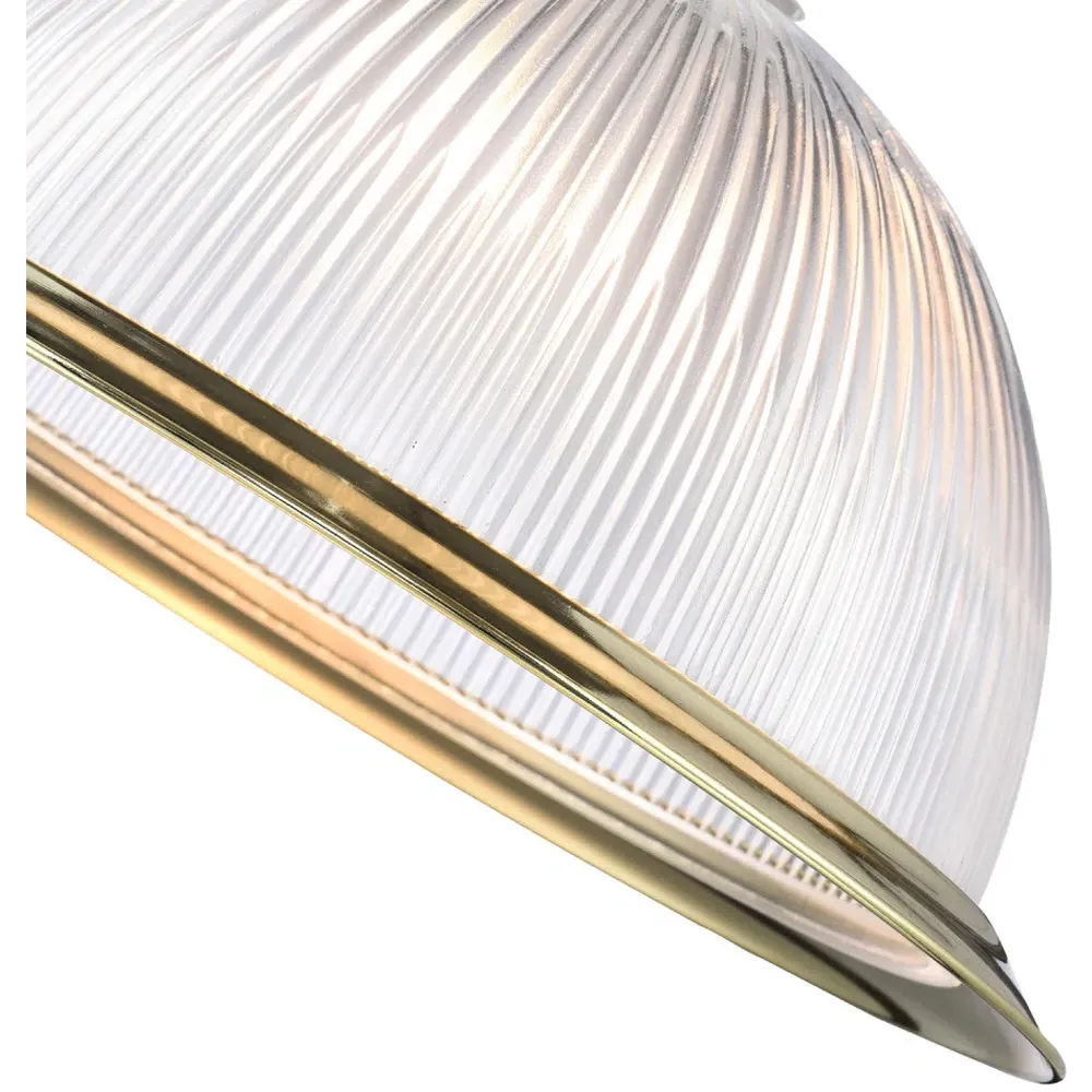 American Diner Ribbed Glass Pendant Shade - Gold