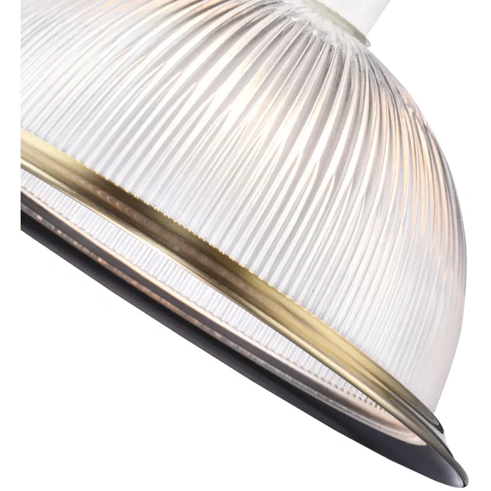 American Diner Ribbed Glass Pendant Shade - Gold