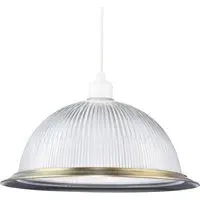 American Diner Ribbed Glass Pendant Shade - Gold