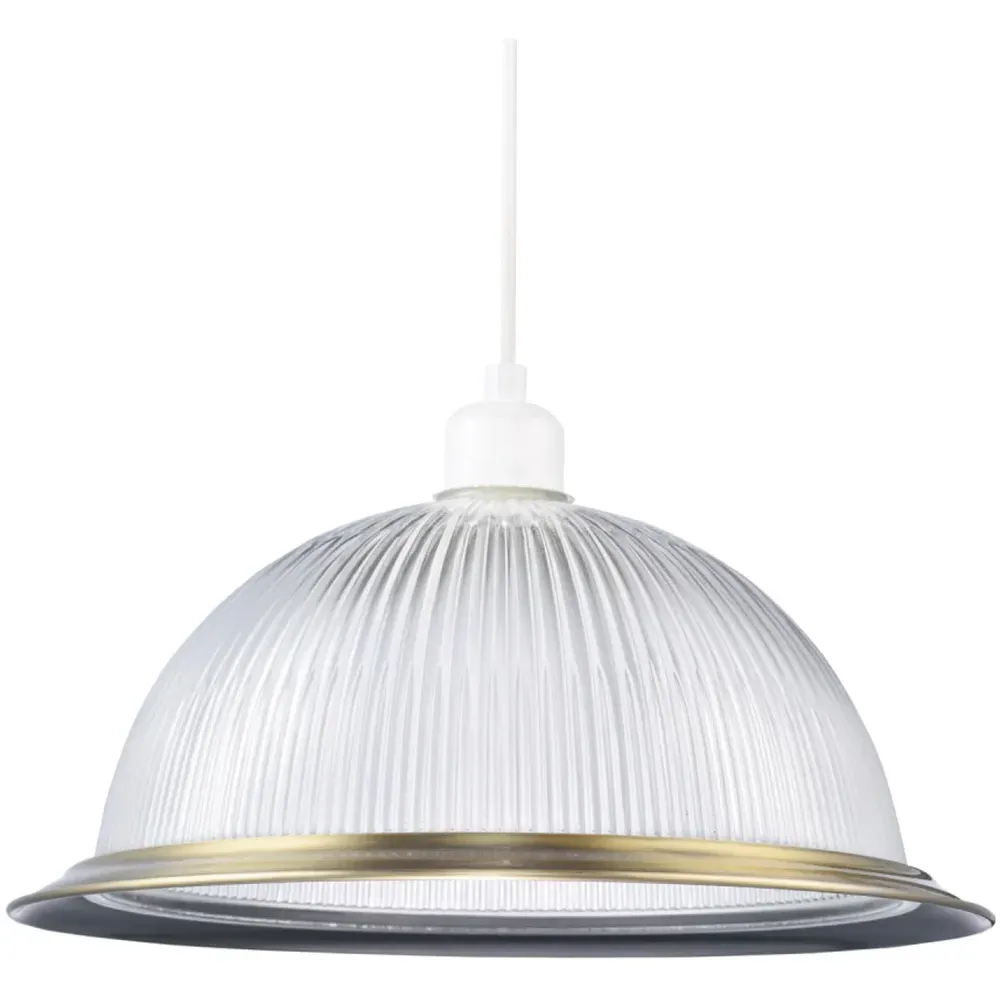 American Diner Ribbed Glass Pendant Shade - Gold