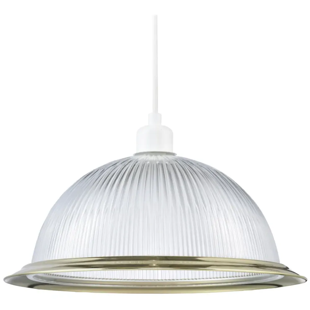 American Diner Ribbed Glass Pendant Shade - Gold image