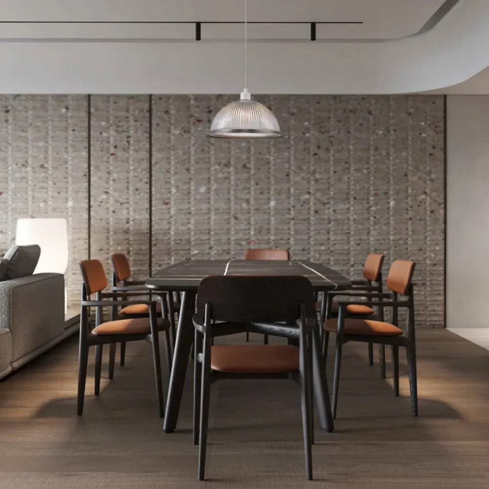 American Diner Ribbed Glass Pendant Shade - Silver