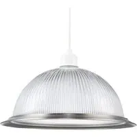American Diner Ribbed Glass Pendant Shade - Silver